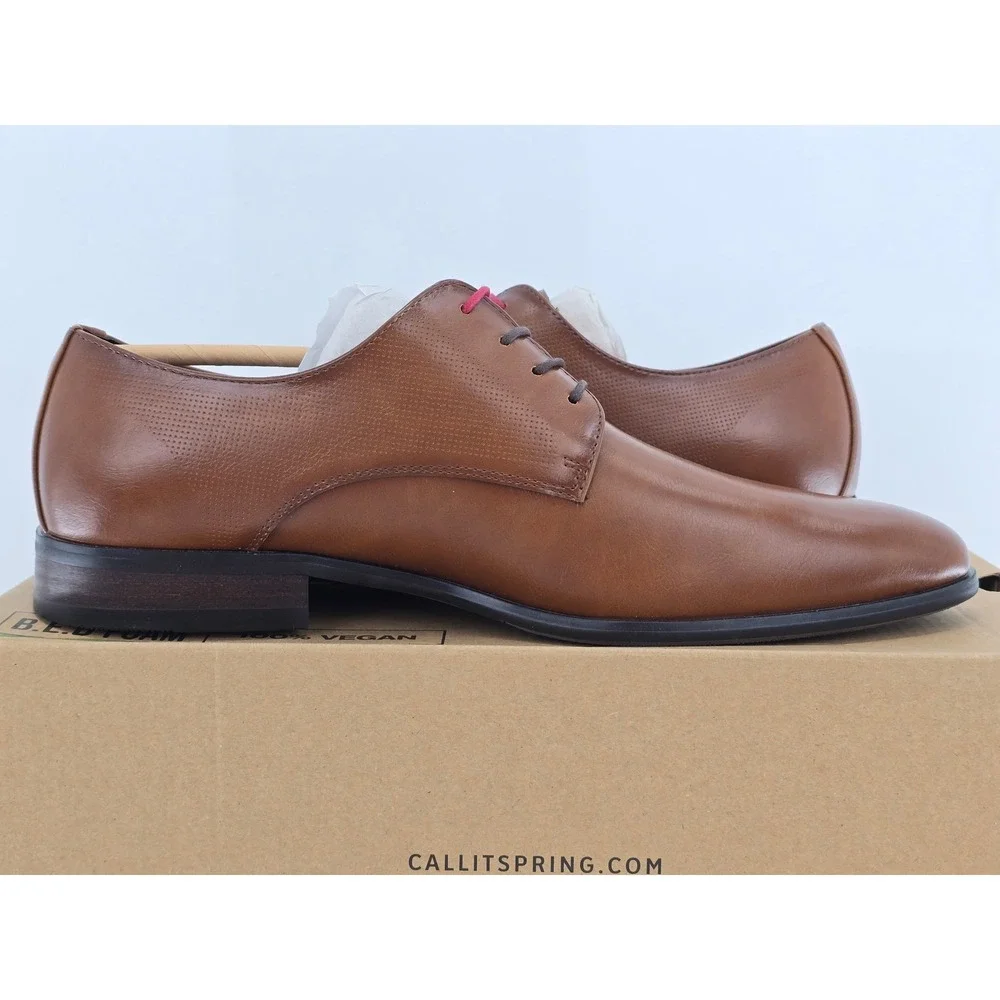 Call It Spring Hudsen-220 Dress Shoes Mens 8 Cognac Vegan Leather -New‎